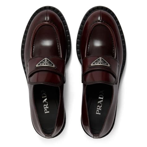 prada cordovan shoes|Cordovan Brushed Leather Loafers .